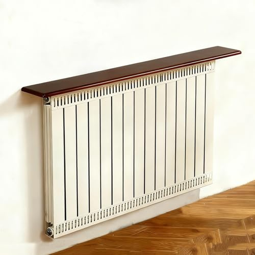 Etagere Radiateur Sans Percer avec Supports, Cache-radiateur Flottant, Étagère pour Plantes D'intérieur, Panneau en Bois Favorisant Diffusion de Chaleur Dans Pièce(Black,16x100cm/6x40in)