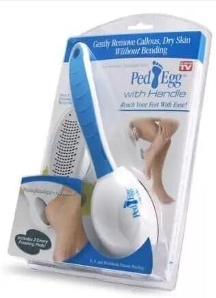 The Ultimate Foot File Pedicure Tool - Pedicure Egg with Handle & 2 Pads - Gently Removes Callous, Dry Skin - Traps Shavings - No Mess - Ergonomic Design - Stainless Steel Precision Micro Files
