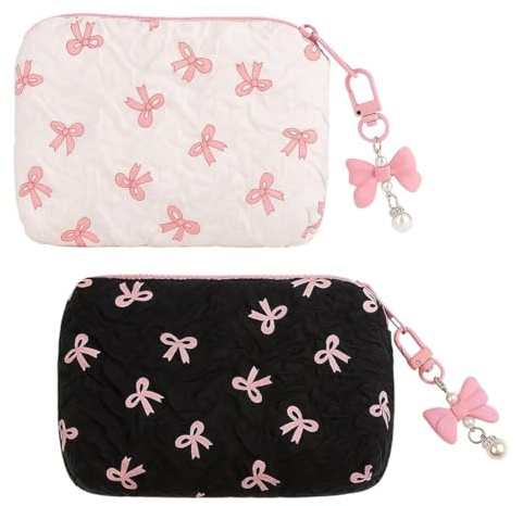 CFEWV 2 Pièces Mini Pochette Femme, Trousse de Sac à Main pour Maquillage et Rouges à Lèvres, Beauty Case de Voyage Portable, Organisateur pour Cosmétiques, pour Amie
