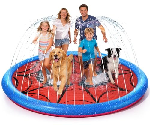 Lubolee Splash Pad for Kids and Dogs, Non Slip Extra Large Splash Pad Outdoor Sprinkler for Kids, Dog Water Summer Toys Outdoor Toys Ages 4-12 (80 inches)