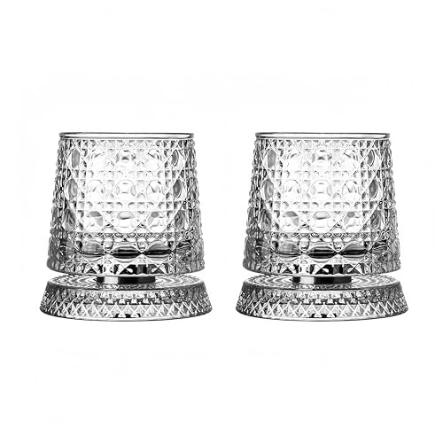 LWDXQQTX - Juego de 2 vasos de whisky giratorios, para regalo de boda y cumpleaños (patrón de piedras preciosas)