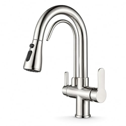 Ari 3-Wege Küchenarmatur Mit Ausziehbarer Brause Wasserhahn Küche Spültischarmatur Mischbatterie Edelstahl 360° Drehbar Zwei Strahlarten Nordic