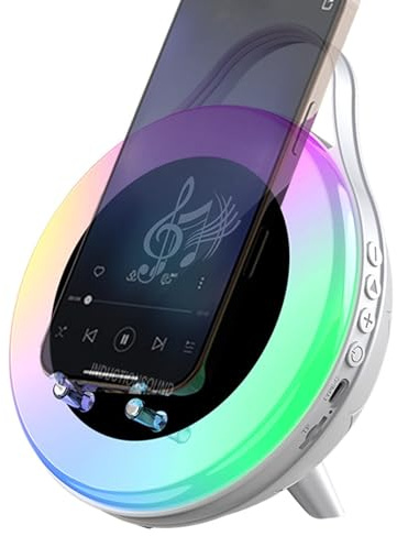 Wireless Speaker - Magnetic Induction Hi-Fi Sound | Rechargeable Cell Phone Stand Base | Wireless Sensor Audio Amplifier | Desktop Technology Gadget | Desktop Desk