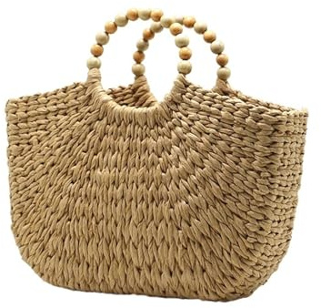 CGRSDSD Sac Paille Sacs de paille demi-lune d'été for femmes, sac à main perlé Portable