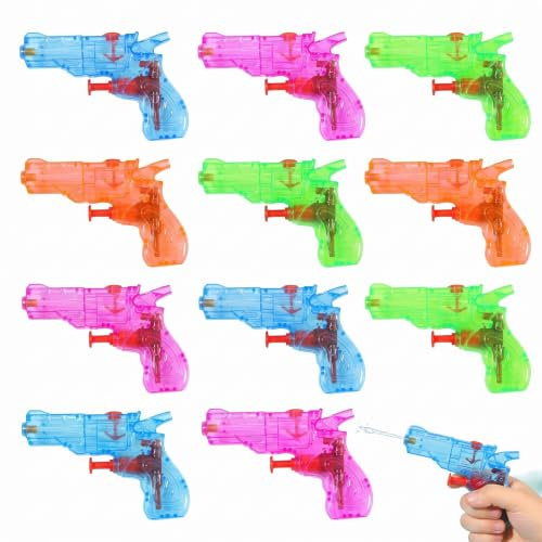 HIPTS 12 Stück Mini Wasserpistole für Kinder, Spritzpistole Wasser, Wasserspritzpistolen für Sommer Pool Party & Garten, Wasserpistole Klein Spielzeug als Mitbringsel Kindergeburtstag Gastgeschenke