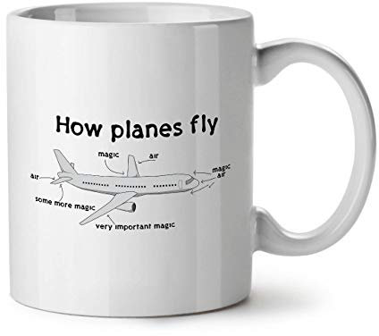 Wellcoda How Planes Fly Ceramic Mug, Magic Cup - Large, Easy-Grip Handle, Two Side Print, Ideal for Coffee & Tea Drinkers, Made