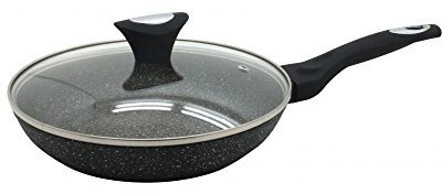 KLAUSBERG Marmo Golden Line Poêle à frire antiadhésive avec couvercle en marbre de 20 à 30 cm Compatible induction 30 cm