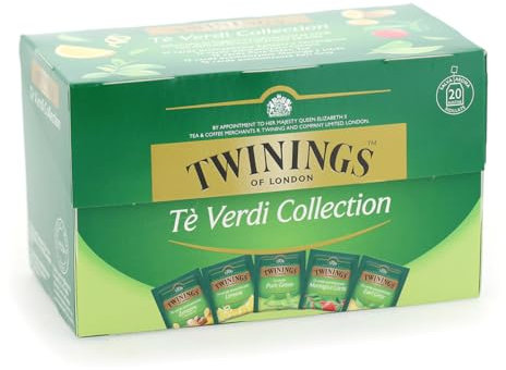 Twinings, Green Tea Collection, Selezione di Quattro Varietà di Tè Verde, Ricette Originali con Ingredienti Naturali, Infusi e Tisane, 8 Confezioni da 20 filtri (160 Filtri Totali)