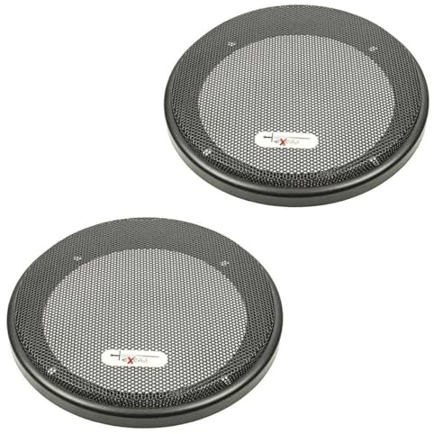 tomzz Audio 2800-001-1 Excalibur Lautsprecher Gitter Grill für 130mm DIN Lautsprecher, schwarz, 2-teilig Kunststoffring mit Metallgitter, Satz