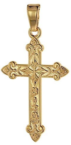 trendor Kreuz-Anhänger Gold 750 (18 Karat) 32 x 16 mm Damen und Herren Goldanhänger, Kreuzanhänger, Geschenkidee, eleganter Schmuck aus Echtgold 75104