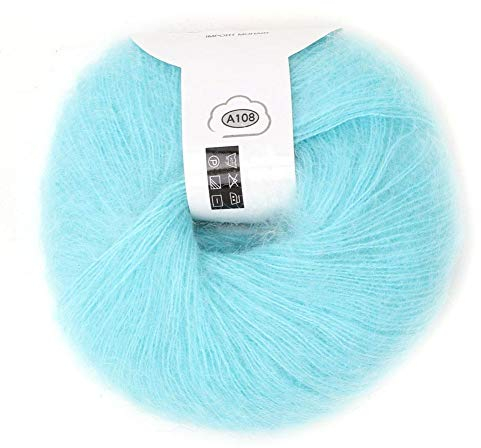 Wollgarn zum Stricken Weiche Mohair Strick Angora Lange Wollgarn DIY Schal Häkelgarn Liefert (Mit einem Häkeln)(Hellblau)