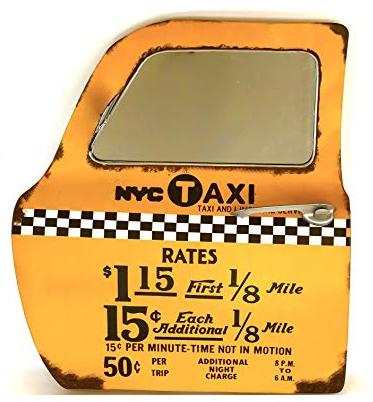 DiiliHiiri Cartel Retro Taxi Letrero Estilo Vintage Puerta Espejo Coche Metálico Artesanía Accesorios Decoración Hogar Años 1950 para Garage, Casa o Negocio