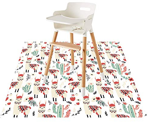 CLCROBD Baby Splat Bodenmatte für unter Hochstühlen/Kunst/Handwerk, 129,5 cm, wasserdicht, rutschfest, für Essen, schmutzabweisend, waschbare Bodenschutzmatte und Tischdecke (Alpaka)