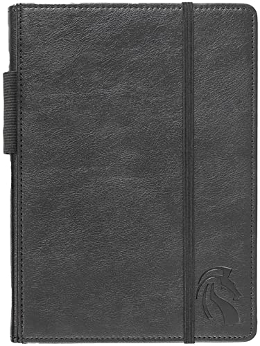 LeStallion A5 schwarzes Hardcover Notizbuch – Damen/Herren Tagebuch zum Schreiben 100 g/m² für Männer Frauen in Business, Büro, Arbeit 200 perforiertes liniertes Papier Kunstleder-Tagebuch