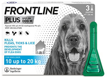 FRONTLINE Plus Flea & Tick Treatment for Medium Dogs - 3 Pipettes