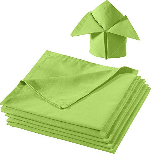 REDBEST Serviette, Stoffserviette 6er-Pack Seattle, 100% Baumwolle apfelgrün Größe 50x50 cm - Robustes, glattes Gewebe, mit Kuvertsaum (weitere Farben)