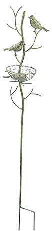 TentHome Gartenstecker Vogel Rost Gartenstab Metall Stab Vogelnest Shabby chic Beetstecker Rankstäbe Rankhilfe Landhaus Gartendeko Pflanzenstützen Antik Grün H 125cm