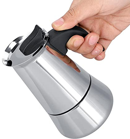 SALUTUY Machine à Expresso sur la Cuisinière, Cafetière Portable en Acier Inoxydable Moka Machine à Expresso Moka pour Café de Style Italien Classique Brewing Cappuccino et Latte(100ml)