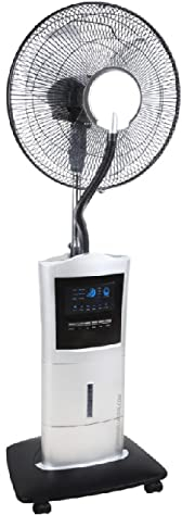 Suinga Ventilatore nebulizzatore / umidificatore con telecomando, serbatoio da 1,5 litri, timer, 3 velocità e 100 W di potenza.