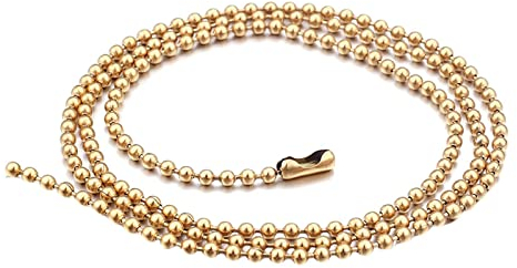 Homxi Halskette für Männer,Kugelkette 3mm Männer Kette 76 cm Kugel Kette Edelstahlkette Männer Kette Männer Gold