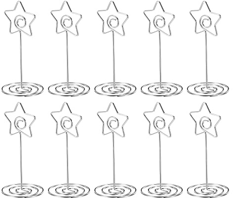 PATIKIL 3.3 Tisch Nummer Halter 10Pack Draht Foto Sitzplatz Stern für Party Silberton