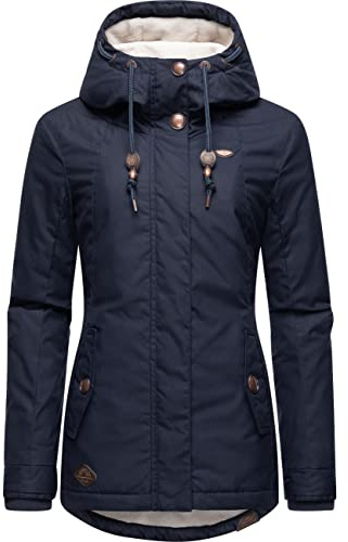 Ragwear Damen warme kurze Winterjacke mit Kapuze Monade Intl | Länge: po-bedeckend | Wärmegrad 3 von 3 – warm gefüttert | wasserabweisend | große Kapuze | für den Winter