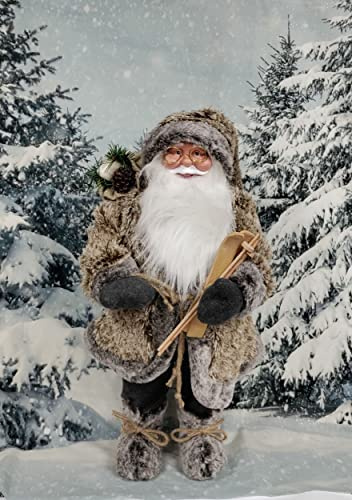 Premier Alpine Santa Traditional Standing Father Christmas With Glasses Figurine 60cm