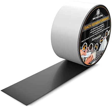 HSS Dach Reparaturband selbstklebend mit MicroSealant Klebstoff – für Dach & Abdichtungen – wasserdichtes Klebeband – Weiß – 50 mm x 5 m