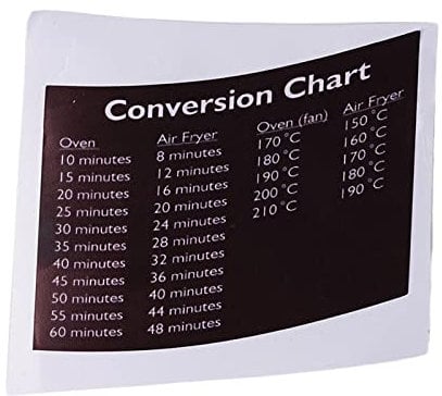 RJSQAQE Air Fryer Stickers, Conversion Chart, Temperature Guide, Black, Vinyl, Rectangular, Informative, Cooking/Kitchen Appliance