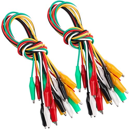 Hanibos 20 Stück Krokodilklemmen mit Kabel Isolierte Doppelendige Messleitung 50cm Messleitungen Krokodilklemmen Multimeter Kabel mit Krokodilklemme für Labor, Elektrische Testarbeit