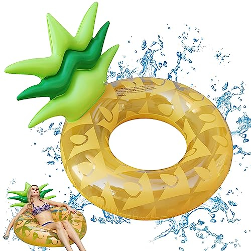 mizikuu Ananas Schwimmring, Luftmatratze Schwimmreifen Aufblasbarer Schwimmsessel Rückenlehne Design Aufblasbarer Schwimmsessel Sommer Wasser Strand Party Spielzeug für Erwachsene und Kinder