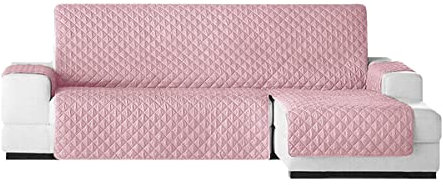 Copridivano Con Penisola 2 3 4 Posti Trapuntato Salva Divano Colori Reversibile (Tre posti, Rosa)