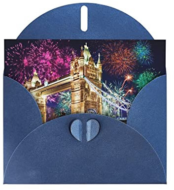 Night London Tower Bridge bedruckte Grußkarte mit weißen Umschlägen, lustige Geburtstagskarte, Dankeskarten, 10 x 15 cm