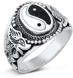 Joyara Sterling Silber 925 Yin Yang Ring 58