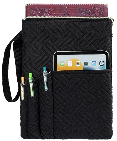 APLUFINE Buchhülle mit Reißverschluss, 27,9 x 22,9 cm, waschbar, gesteppt, Buchumschläge für Taschenbücher, Buchtasche mit Taschen für Buchliebhaber, Geschenke