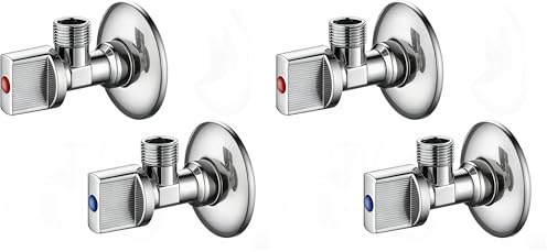 Ibergrif - Angled Water Isolating Valves Wall Mounted Basin Sink 1/2 x 3/8 BSP, Warmer System, 2pcs/Set, Chrome Brass (Pack of 2)