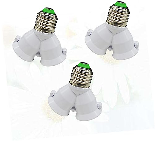 DOITOOL 3 Stück 2 Verstellbare Steckdose 2 in 1 Lampensockel 2 in 1 Lampenkonverter Splitter Für 1 Bis 2 Glühbirnen Steckdose Y-form-splitter Einstellbar Lampenfassung E27 Weiß