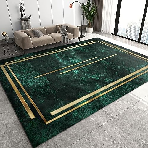 TEMLAN Grüner Goldener Marmor Teppiche Gegend, Nordic Luxury Smaragdgrün Waschmaschinenfest Große Teppiche für Wohnzimmer, Schlafzimmer, Kinderzimmer, Büro, etc 180 x 280cm