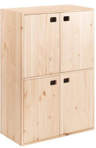 Astigarraga Kit Line Armario Almacenaje Dinamic 4 Puertas y 4 baldas, Madera Pino - 105,4x70,8x33cm