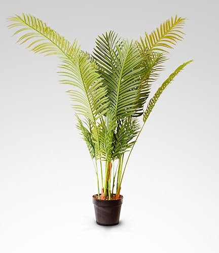 KENTIS - Palma Areca Finta - Pianta Artificiale - Piante Finte da Interno di Design con Vaso - Piante Artificiali da Esterno - Alta 150 cm