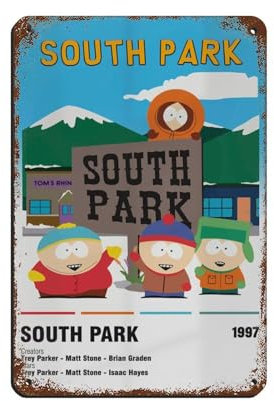 FrySky South Park Poster TV-Serie Blechschild Vintage Metall Pub Club Cafe Bar Home Wandkunst Dekoration Poster Retro 20 x 30 cm
