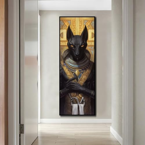 Diamond Painting Erwachsene Anubis Groß DIY 5D Diamant Painting Bilder Full Diamant Kunst Set,Diamantmalerei Malen nach Zahlen Anfänger kinder Handwerk Kits,Home Wand Dekor Gifts 20x60cm/9x24in