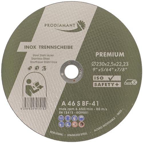 PRODIAMANT Lot de 10 disques à tronçonner 230 mm x 2,5 mm en acier inoxydable pour métal, acier et acier inoxydable