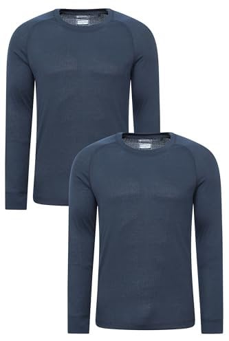 Mountain Warehouse Talus Mens Long Sleeved Baselayer Multipack - Isotherm, Lightweight, Warm - Best for Winter, Skiing, Snowboarding Navy (2 Pack) M