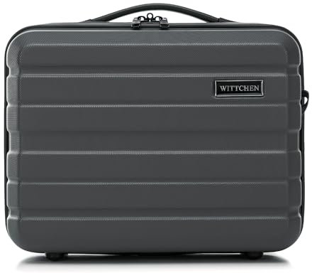 WITTCHEN COMODO Line Kosmetikkoffer Reisegepäck Kulturbeutel Kosmetiketui aus ABS Kosmetiktasche Damen Reiseetui Abnehmbarer Trageriemen Größe XS Dunkelgrau