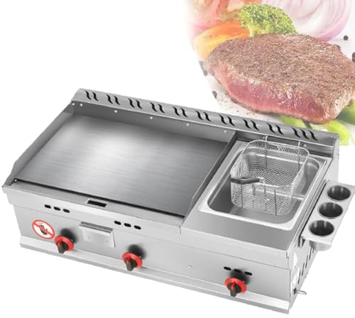 Plancha de gas para encimera comercial, sartén Teppanyaki de acero inoxidable para restaurante con temperatura ajustable, parrilla de gas LPG para cocina para catering al aire libre