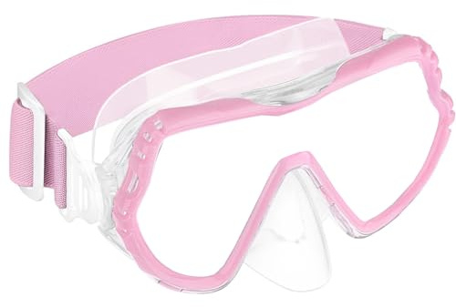 Lunettes de plongée pour enfants, lunettes de natation pour enfants garçons filles adolescents, masque de plongée avec protection nasale, anti-buée, anti-fuite, masque de snorkeling (Rose Puls)