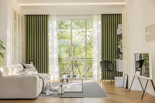 Daesar Vorhänge Blickdicht 2er Set, Verdunkelungsvorhang Ösen 107x132CM Modern Einfarbig Matcha Grün Vorhänge Gardinen Fenster Schlafzimmer Wohnzimmer