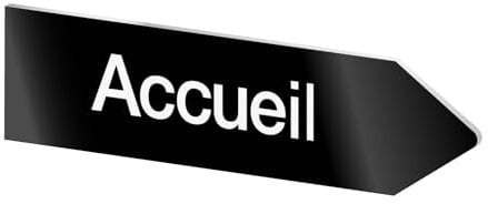 DECOHO - Flèche droite personnalisable en plastique bi-couche - Gravure laser, adhésif 3M, 80x300 mm, usage intérieur et extérieur - noire - Plaque noire - Lettres blanches