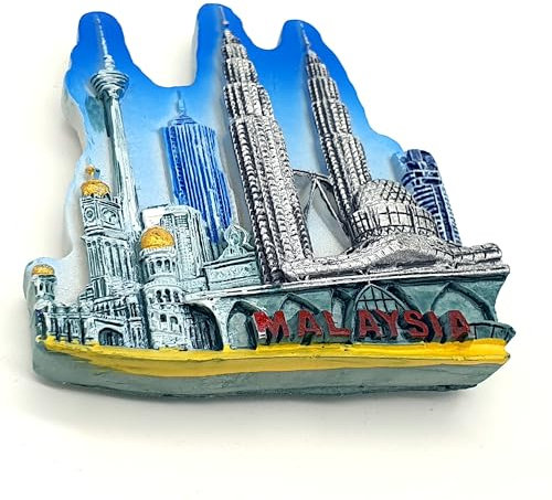 Malaysia Fridge Magnet, 3D Magnet Travel Sticker Souvenirs, Global Landmarks, Must-Have Featuring Iconic Cities like Dubai, London, Paris, and More (Malaysia)